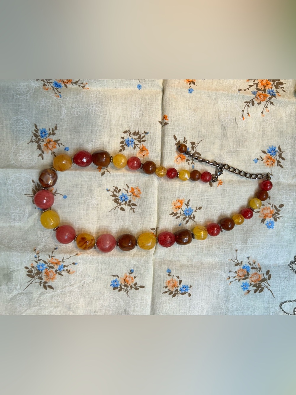 Multicolor Beaded Necklace -pinup style with mid century modern feel